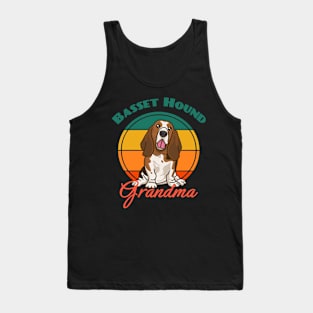 Basset Hound Grandma Dog puppy Lover Mother's Day Cute Sunser Retro Tank Top